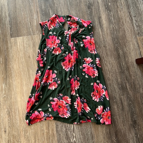 Anthropologie Tops - Anthropologie sleeveless high neck green and pink blue floral top boho retro S